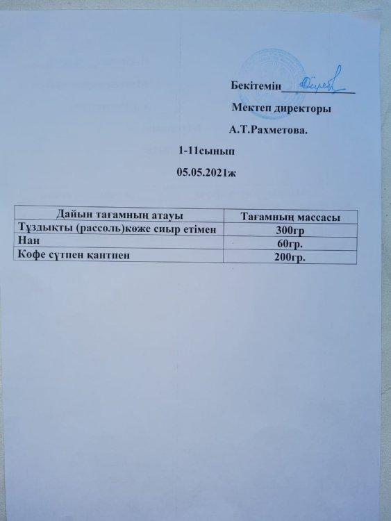 Тегін және жеңілдетілген тамақтандыру мен қамтамасыз етілген білім алушылар үшін мектеп асханасындағы ас мәзірі. Меню столовой для обучающихся, обеспеченных бесплатным и льготным питанием